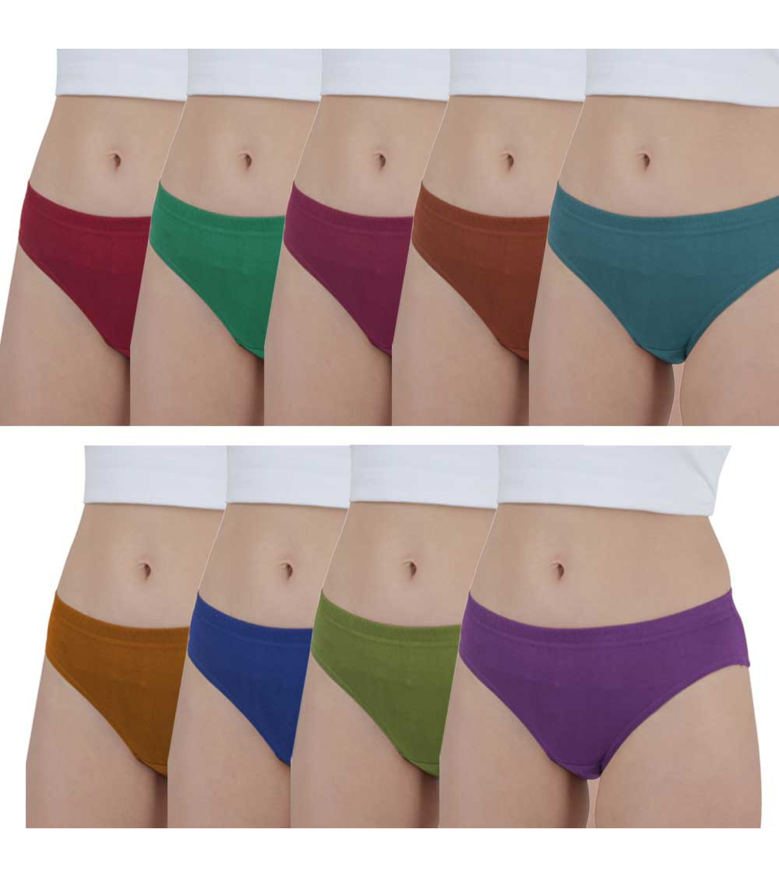 Vink Multicolor Womens Plain Panties 9 Pack Combo | Multicolor Inner Elastic